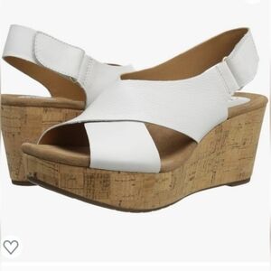 Clarks Artisan Womens Caslynn Shae Wood Wes Leather Sandals shoes sz 10M